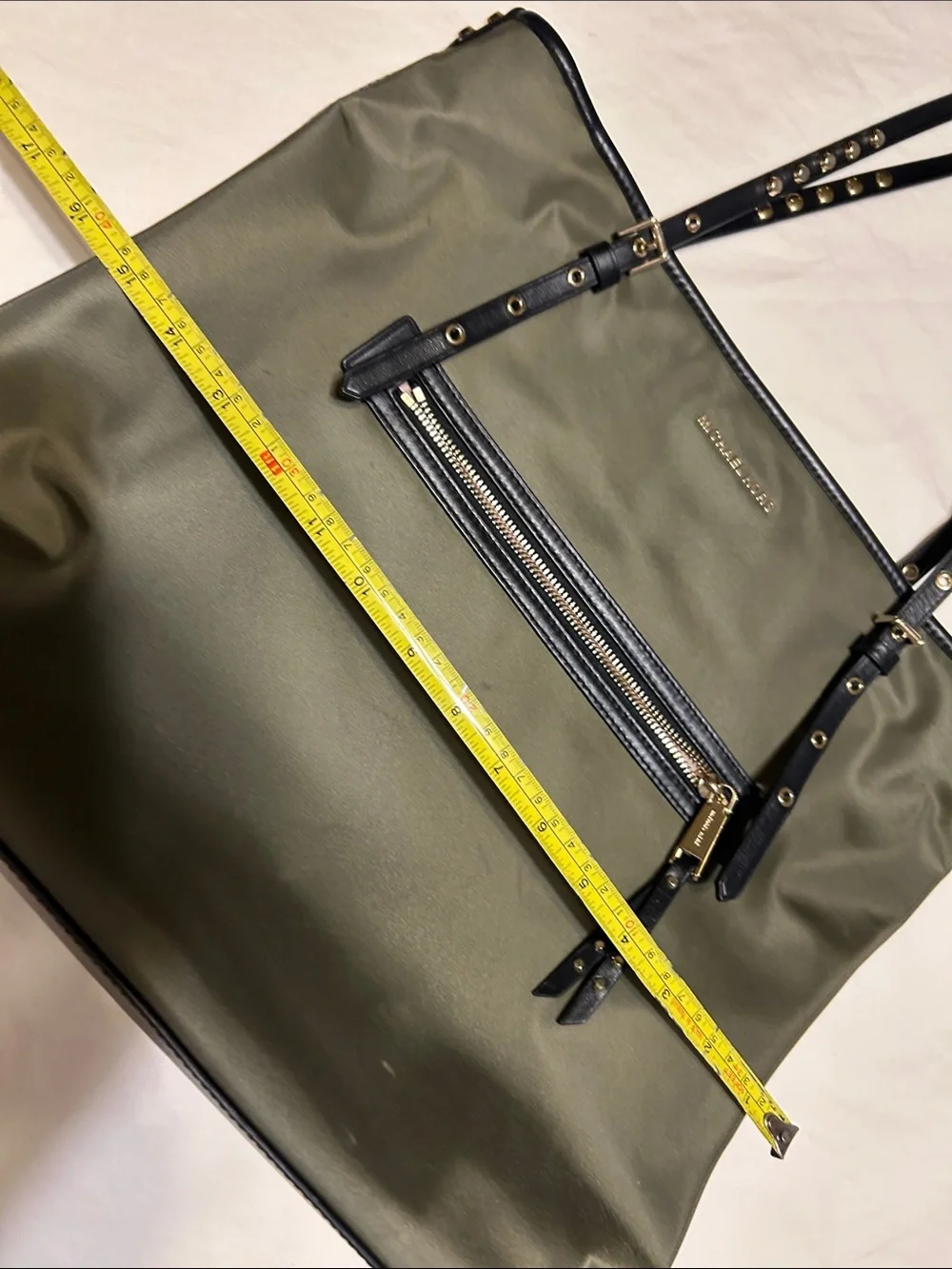 Michael Kors Olive Green Tote with Black Studded Straps